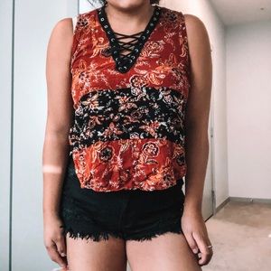 fun red patterned top!